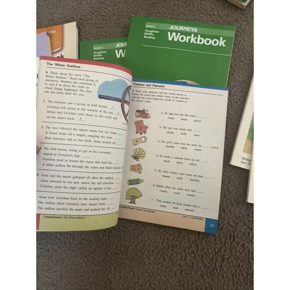 Grades 1-5 Activity School Workbooks, Lot of 5, VG , Variety. Nice.